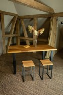 Taboret drewniany stołek dąb loft czarne nogi 50cm