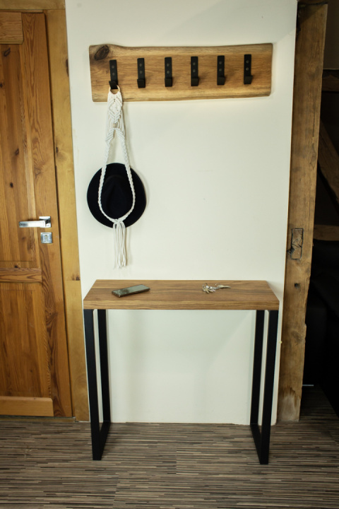 Wieszak ścienny dębowy LOFT 60 cm 4 haki Wieszak ścienny dębowy LOFT 60 cm 4 haki