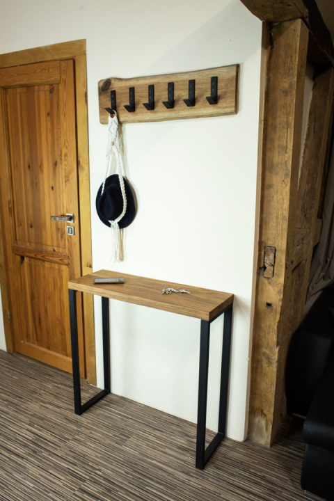 Wieszak ścienny dębowy LOFT 60 cm 4 haki Wieszak ścienny dębowy LOFT 60 cm 4 haki