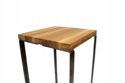 Taboret drewniany stołek dąb lity loft stal 50 cm Taboret drewniany stołek dąb lity loft stal 50 cm