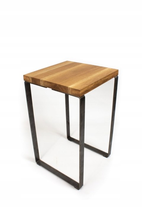 Taboret drewniany stołek dąb lity loft stal 50 cm Taboret drewniany stołek dąb lity loft stal 50 cm