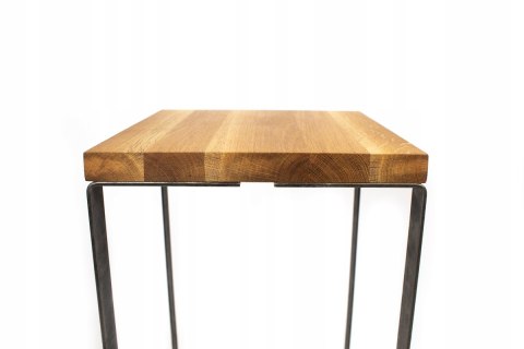 Taboret drewniany stołek dąb lity loft stal 50 cm Taboret drewniany stołek dąb lity loft stal 50 cm