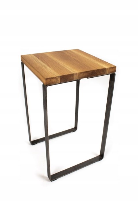Taboret drewniany stołek dąb lity loft stal 50 cm Taboret drewniany stołek dąb lity loft stal 50 cm