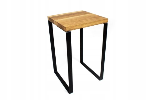 Taboret drewniany stołek dąb lity loft stal 50 cm Taboret drewniany stołek dąb lity loft stal 50 cm