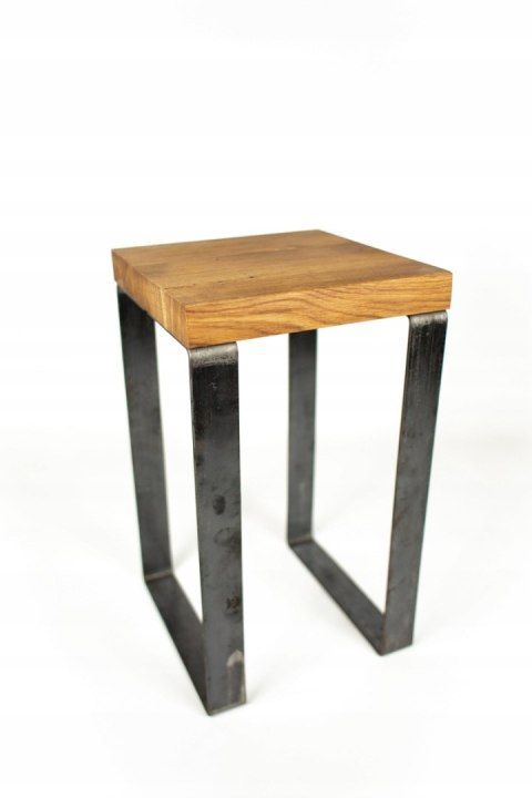 Taboret drewniany stołek dąb lity loft stal 52 cm Taboret drewniany stołek dąb lity loft stal 52 cm