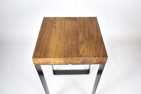 Taboret drewniany stołek dąb lity loft stal 52 cm Taboret drewniany stołek dąb lity loft stal 52 cm