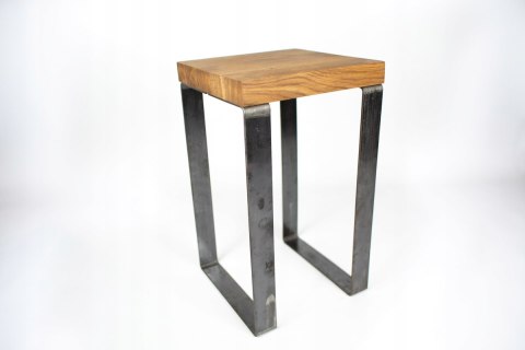 Taboret drewniany stołek dąb lity loft stal 52 cm Taboret drewniany stołek dąb lity loft stal 52 cm