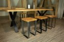 Taboret drewniany stołek dąb lity loft stal 52 cm