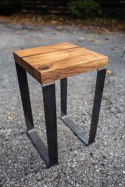 Taboret drewniany stołek dąb lity loft stal 52 cm