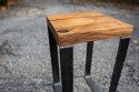 Taboret drewniany stołek dąb lity loft stal 52 cm