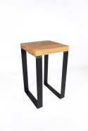 Taboret drewniany stołek dąb lity loft stal 52 cm