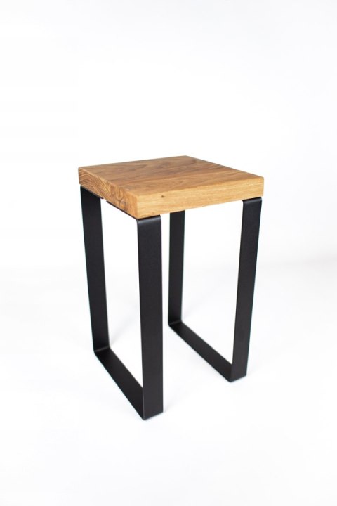 Taboret drewniany stołek dąb lity loft stal 52 cm Taboret drewniany stołek dąb lity loft stal 52 cm
