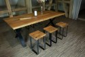Taboret drewniany stołek dąb lity loft stal 52 cm